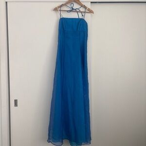 Morgan Co Blue Y2K Vintage Glitter Floor Length Prom Homecoming Dress Size 9/10